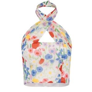 With Jéan Floral Crop Halter Blouse